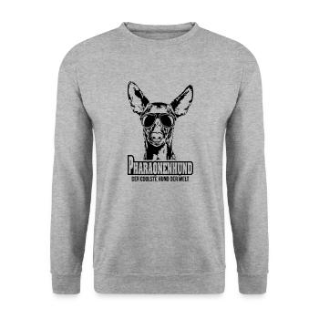 PHARAONENHUND coolster Hund Hundespruch Wilsigns - Unisex Pullover - Weißgrau meliert - Vorne - Alina (178cm) & Michal (187cm)