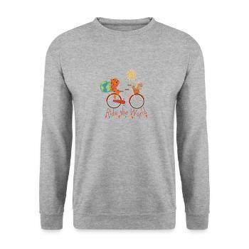 Ride The World with Cat III - Unisex Sweatshirt - salt & pepper - Front - Alina (178cm) & Michal (187cm)