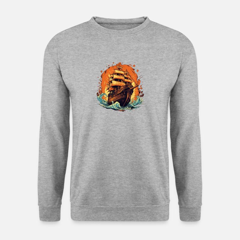 Piratenschiff 11 - Unisex Pullover - Weißgrau meliert