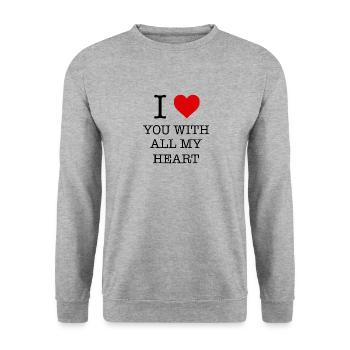 Ich liebe dich von ganzem Herzen - Unisex Pullover - Weißgrau meliert - Vorne - Alina (178cm) & Michal (187cm)