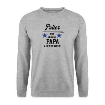 Bester Papa Polier Bau Handwerker Bauleitung - Unisex Pullover - Weißgrau meliert - Vorne - Alina (178cm) & Michal (187cm)