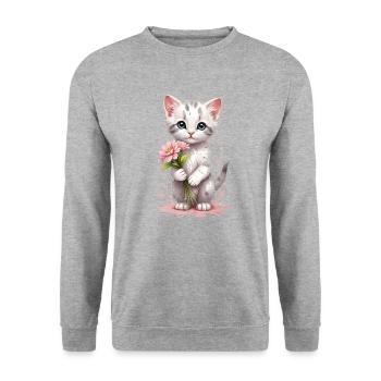 Flower Power Kitten - Watercolor - Unisex Sweatshirt - salt & pepper - Front - Alina (178cm) & Michal (187cm)