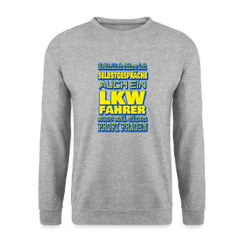 LKW FAHRER - Unisex Pullover - Weißgrau meliert - Vorne - Alina (178cm) & Michal (187cm)