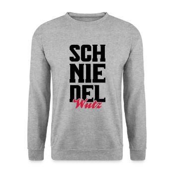 schniedelwutz penis lustig - Unisex Pullover - Weißgrau meliert - Vorne - Alina (178cm) & Michal (187cm)