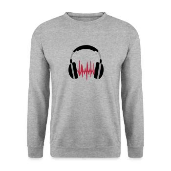 Hörlurar - Unisex Pullover - Weißgrau meliert - Vorne - Alina (178cm) & Michal (187cm)