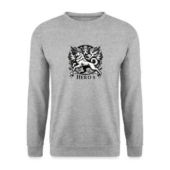 Heros weiss - Unisex Pullover - Weißgrau meliert - Vorne - Alina (178cm) & Michal (187cm)