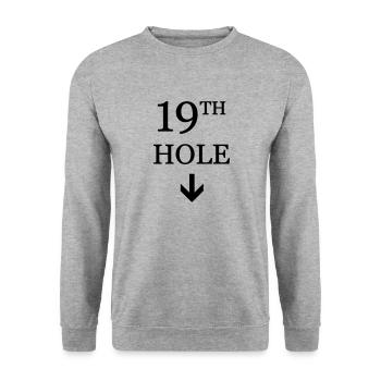 Golf - 19th hole - 19. Loch - Unisex Pullover - Weißgrau meliert - Vorne - Alina (178cm) & Michal (187cm)