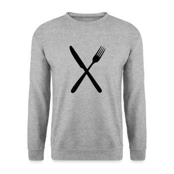 Fourchette et couteau - Sweat-shirt Unisexe - gris chiné - Devant - Alina (178cm) & Michal (187cm)
