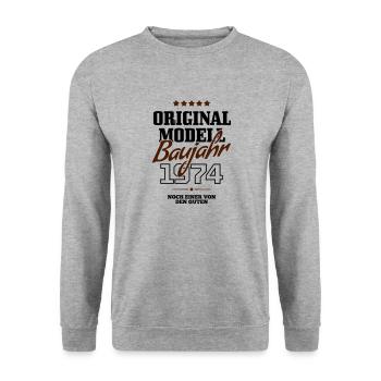 Baujahr 1974 - Unisex Pullover - Weißgrau meliert - Vorne - Alina (178cm) & Michal (187cm)