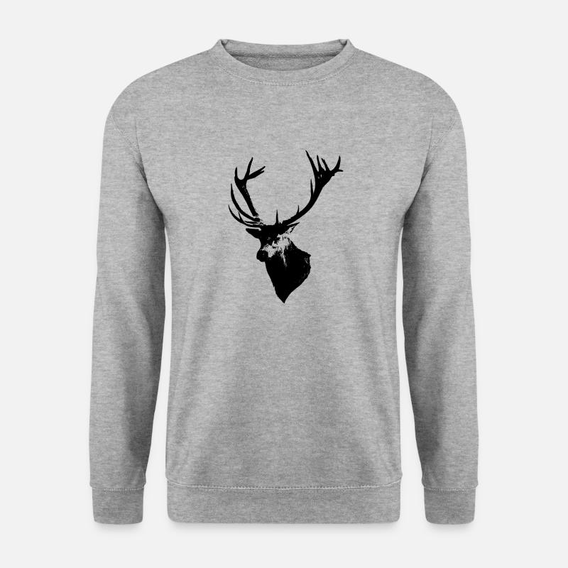 Hirsch - Unisex Pullover - Weißgrau meliert