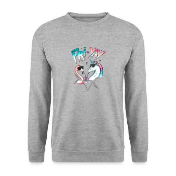 FRI-YAY - Unisex Pullover - Weißgrau meliert - Vorne - Alina (178cm) & Michal (187cm)