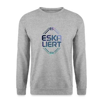 Es eskaliert eh - Unisex Pullover - Weißgrau meliert - Vorne - Alina (178cm) & Michal (187cm)