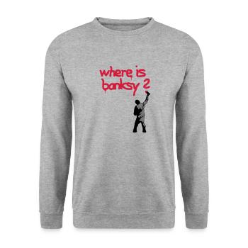 where is banksy - Unisex Sweatshirt - salt & pepper - Front - Alina (178cm) & Michal (187cm)