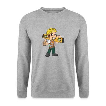 Maurer Handwerker - Unisex Pullover - Weißgrau meliert - Vorne - Alina (178cm) & Michal (187cm)