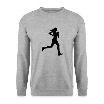 running woman - Sweat-shirt Unisexe - gris chiné - Devant - Alina (178cm) & Michal (187cm)