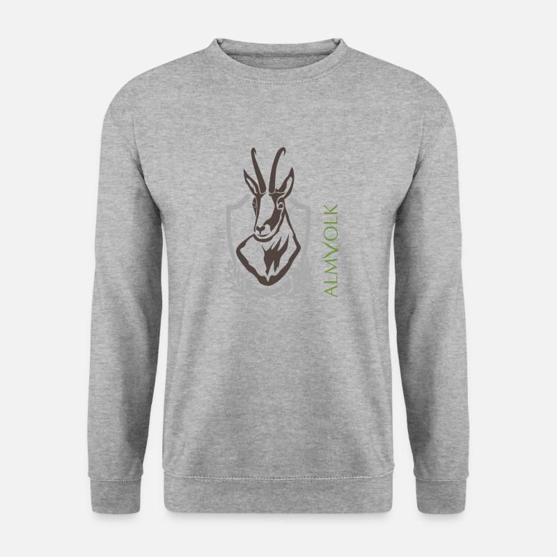 ALMVOLK Gamskopf - Unisex Pullover - Weißgrau meliert
