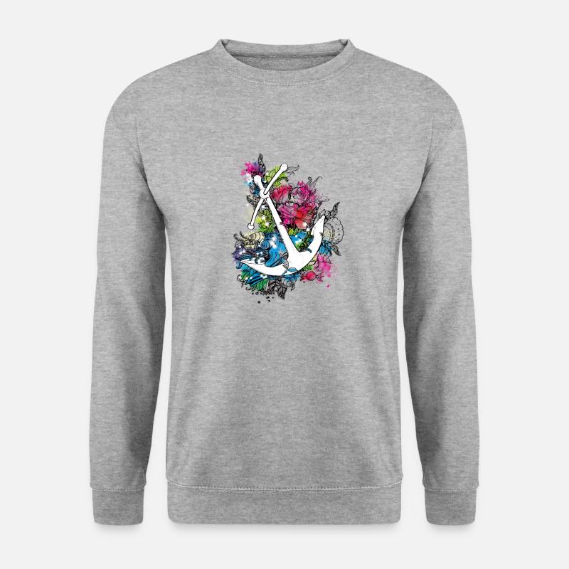 Echte Anker haben Kurven - Unisex Pullover - Weißgrau meliert