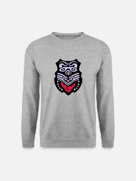 maori maske tribal ethnische tattoo - Unisex Pullover - Weißgrau meliert
