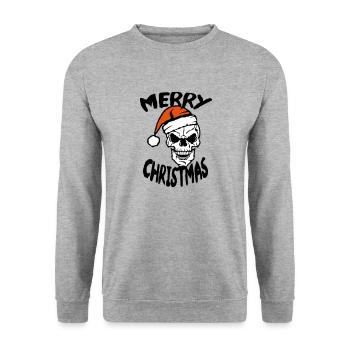 merry christmas tete mort bonnet noel pere - Sweat-shirt Unisexe - gris chiné - Devant - Alina (178cm) & Michal (187cm)