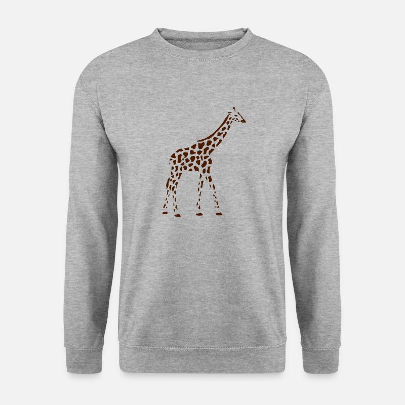Giraffe geht durch die afrikanische Savanne Design - Unisex Pullover - Weißgrau meliert