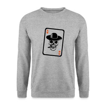 poker tete de mort as skull carte - Sweat-shirt Unisexe - gris chiné - Devant - Alina (178cm) & Michal (187cm)