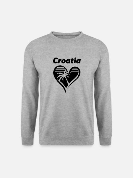croatia heart - Unisex Pullover - Weißgrau meliert