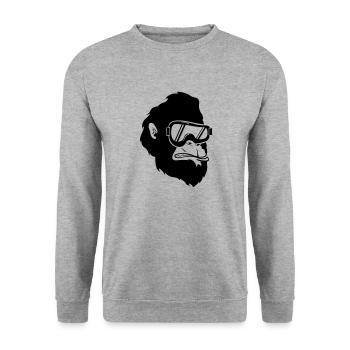 ski_gorilla_001 - Unisex Pullover - Weißgrau meliert - Vorne - Alina (178cm) & Michal (187cm)