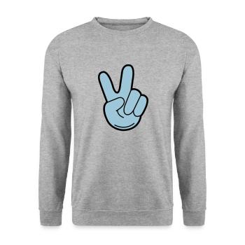 peace hand - Unisex Pullover - Weißgrau meliert - Vorne - Alina (178cm) & Michal (187cm)