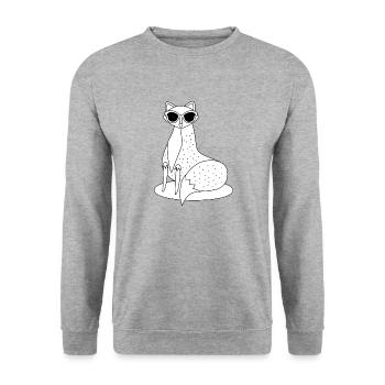 schlichter, cooler Fuchs mit Sonnenbrille - Unisex Pullover - Weißgrau meliert - Vorne - Alina (178cm) & Michal (187cm)