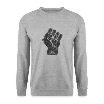 Raised Fist symbol - Unisex Sweatshirt - salt & pepper - Front - Alina (178cm) & Michal (187cm)
