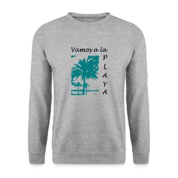 vamos a la playa - Unisex Pullover - Weißgrau meliert - Vorne - Alina (178cm) & Michal (187cm)