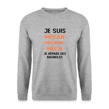 Idée De Cadeau Humour Pour Un Mécanicien - Sweat-shirt Unisexe - gris chiné - Devant - Alina (178cm) & Michal (187cm)