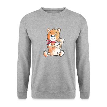 Le grand et le petit ours - Sweat-shirt Unisexe - gris chiné - Devant - Alina (178cm) & Michal (187cm)