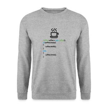 Coffe Code - Unisex Pullover - Weißgrau meliert - Vorne - Alina (178cm) & Michal (187cm)