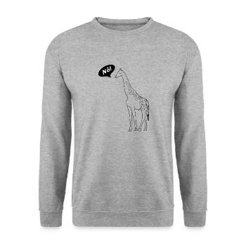 Nö mit Giraffe lustiger Comic für Neinsager - Unisex Pullover - Weißgrau meliert - Vorne - Alina (178cm) & Michal (187cm)