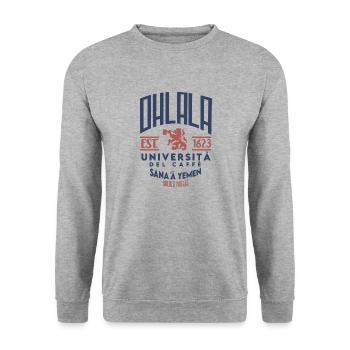 Ohlala University Coffee Universita del Café (I) - Unisex Pullover - Weißgrau meliert - Vorne - Alina (178cm) & Michal (187cm)