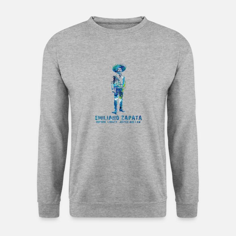 Emiliano Zapata - Unisex Pullover - Weißgrau meliert