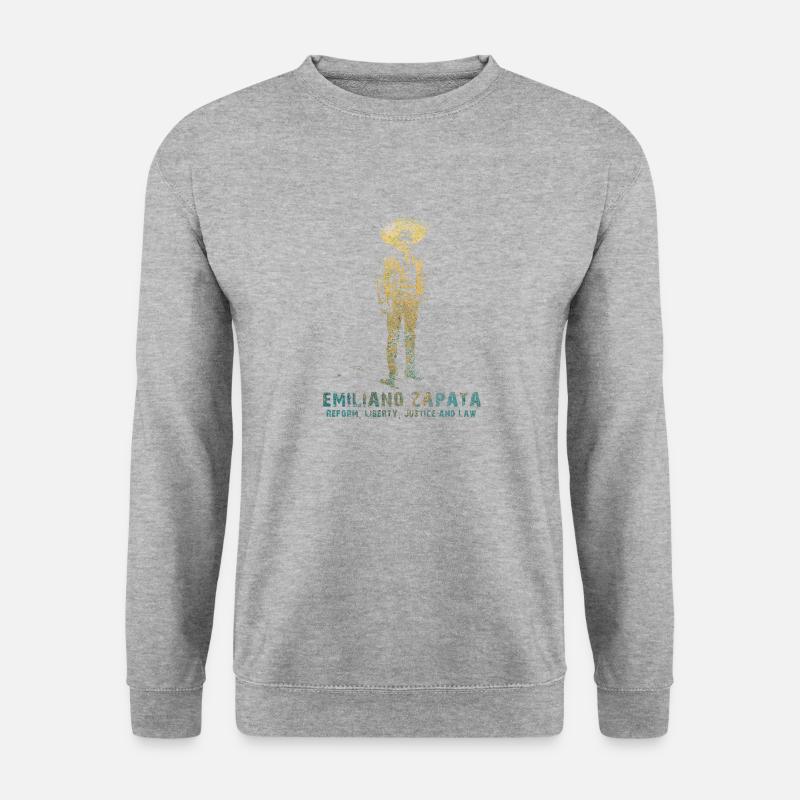 Emiliano Zapata - Unisex Pullover - Weißgrau meliert