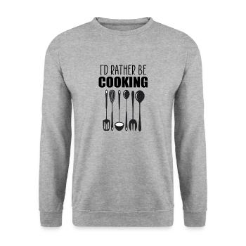 Ich würde lieber lustiges Zitat kochen - Unisex Pullover - Weißgrau meliert - Vorne - Alina (178cm) & Michal (187cm)