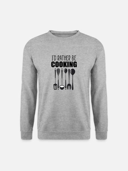 Ich würde lieber lustiges Zitat kochen - Unisex Pullover - Weißgrau meliert