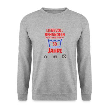 SSW131 30 Jahre im Geburtstag - Unisex Pullover - Weißgrau meliert - Vorne - Alina (178cm) & Michal (187cm)