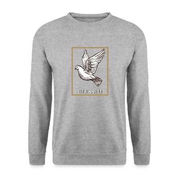blessed - Unisex Sweatshirt - salt & pepper - Front - Alina (178cm) & Michal (187cm)