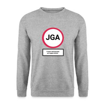 Junggesellenabschied - Unisex Pullover - Weißgrau meliert - Vorne - Alina (178cm) & Michal (187cm)