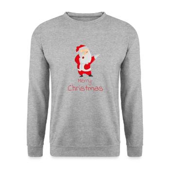 Verrückter Weihnachtsmann - Unisex Pullover - Weißgrau meliert - Vorne - Alina (178cm) & Michal (187cm)