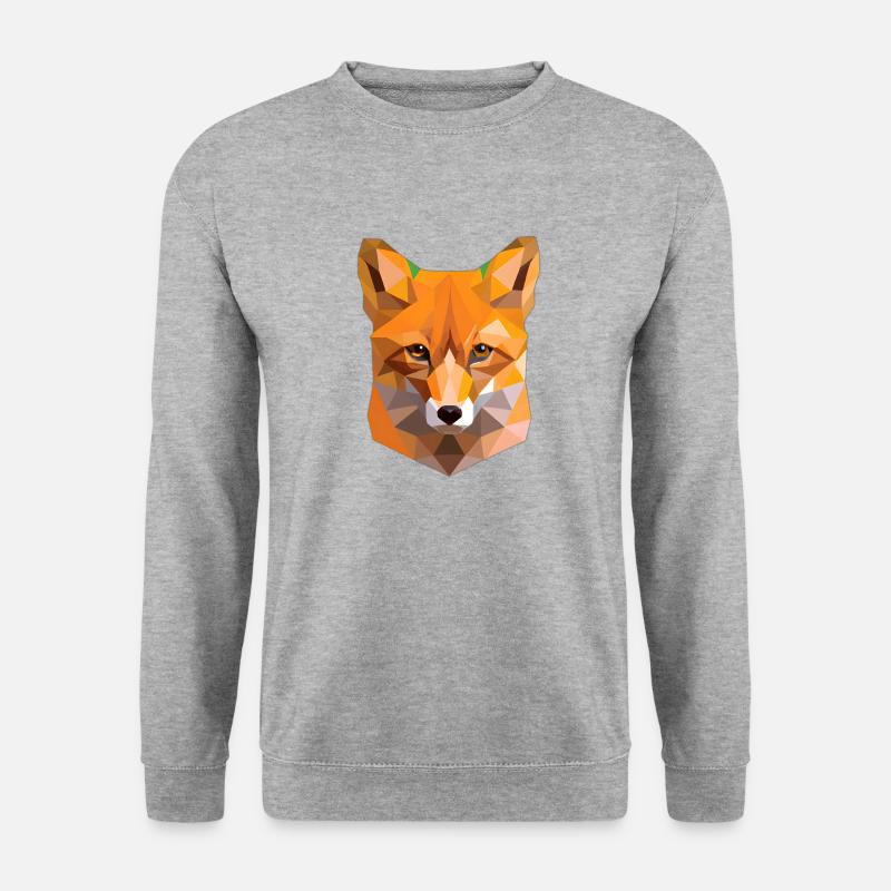 Abstrakter Polygon Fuchs - Unisex Pullover - Weißgrau meliert