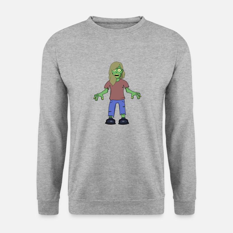 Zombie Mädchen - Unisex Pullover - Weißgrau meliert