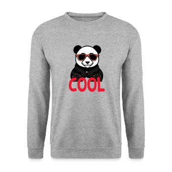cooler Panda - Unisex Pullover - Weißgrau meliert - Vorne - Alina (178cm) & Michal (187cm)