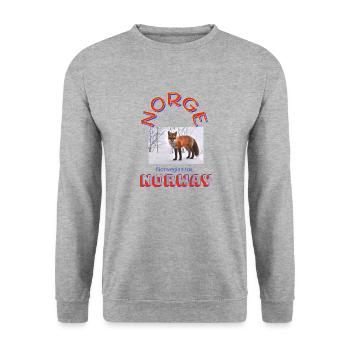 Norwegen-Design - Unisex Pullover - Weißgrau meliert - Vorne - Alina (178cm) & Michal (187cm)