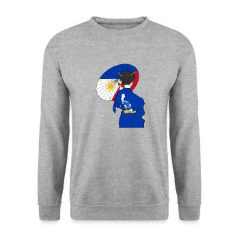Philippinen Filipino Japan Flagge I Geschenk - Unisex Pullover - Weißgrau meliert - Vorne - Alina (178cm) & Michal (187cm)