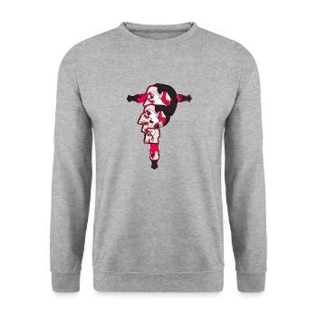 Der unwirkliche Hauptdarsteller - Unisex Pullover - Weißgrau meliert - Vorne - Alina (178cm) & Michal (187cm)